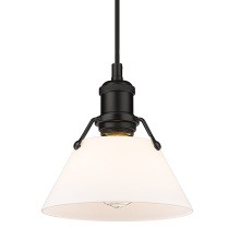 Golden 3306-S BLK-OP - Yep by Golden Lighting Orwell 1-light 8in Pendant in Matte Black and Opal Glass